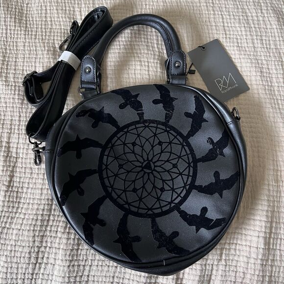 Royal Monk Black Crows Crossbody Purse Circle Faux Gothic Grunge Whimsigoth NWT - Picture 1 of 9